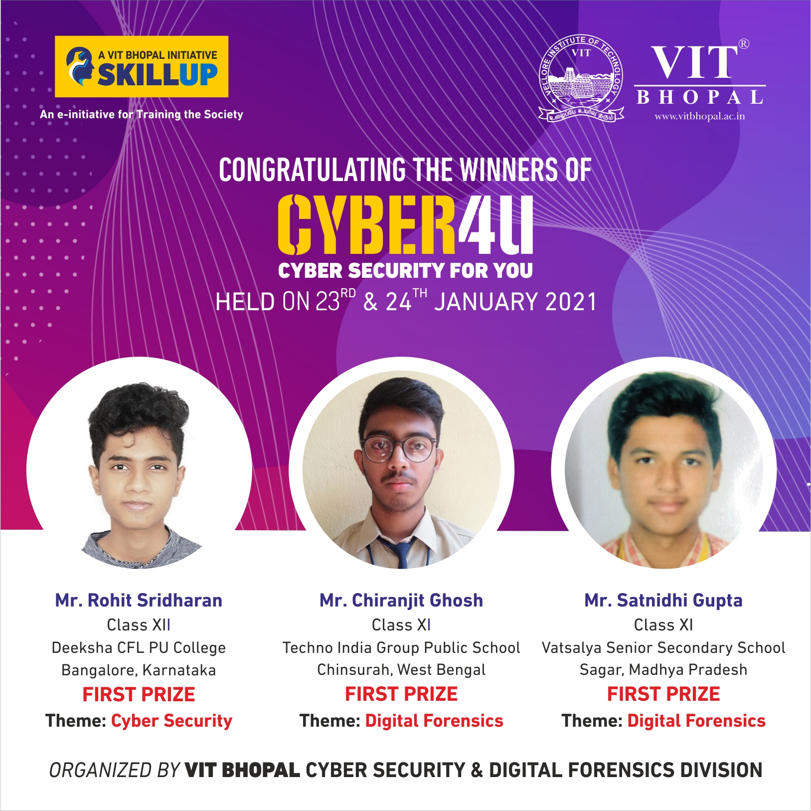 VIT Bhopal  - Best University in Central India -  Cyber4U-Winners
