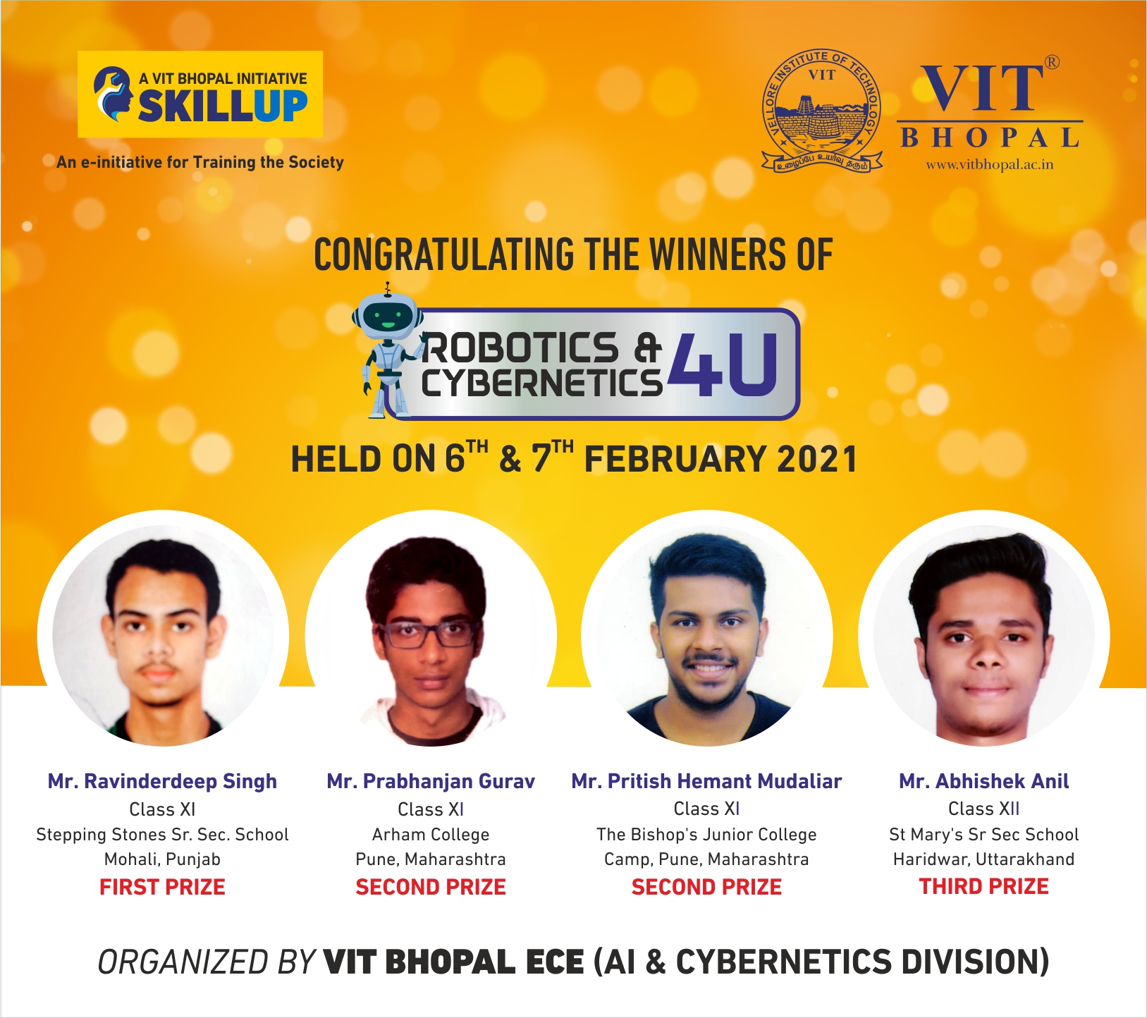 VIT Bhopal  - Best University in Central India -  Robotics-Winners