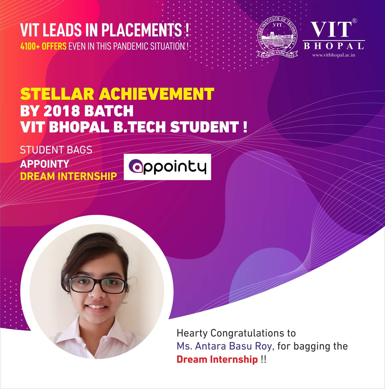 VIT Bhopal  - Best University in Central India -  Internship-Antarac