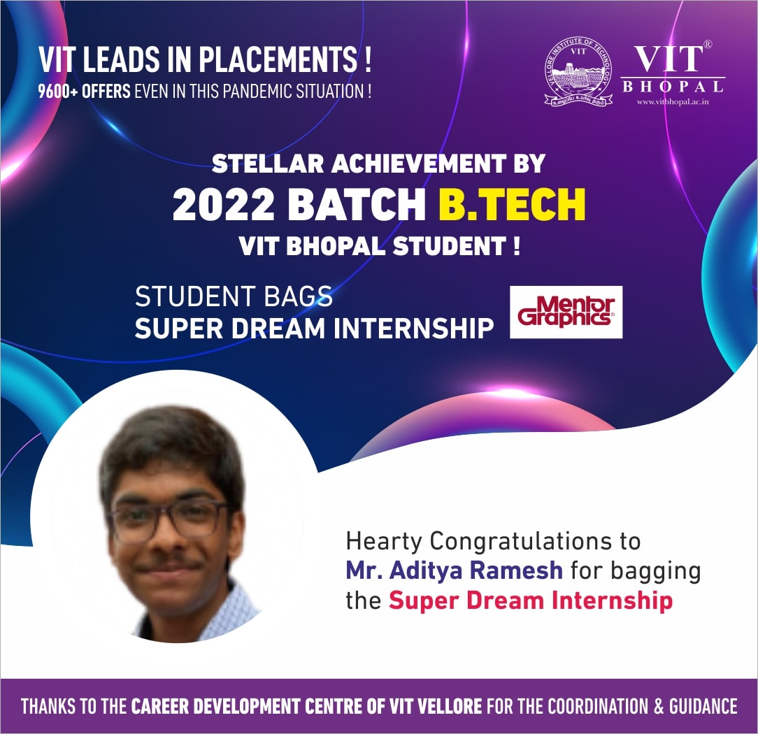 VIT Bhopal  - Best University in Central India -  Internship-Aditya-Ramesh-min