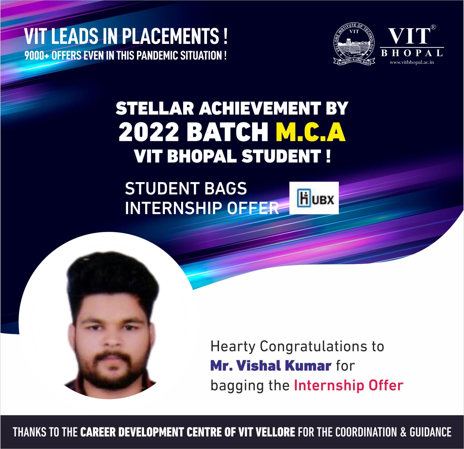 VIT Bhopal  - Best University in Central India -  Internship-Vishal-Kumar-min