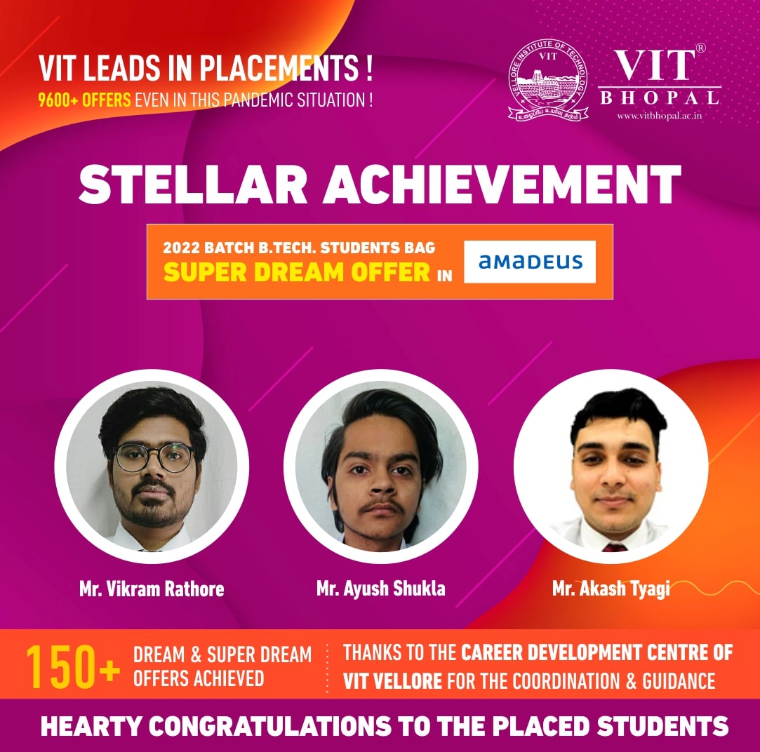VIT Bhopal  - Best University in Central India -  Placement-Amadeus-min-1