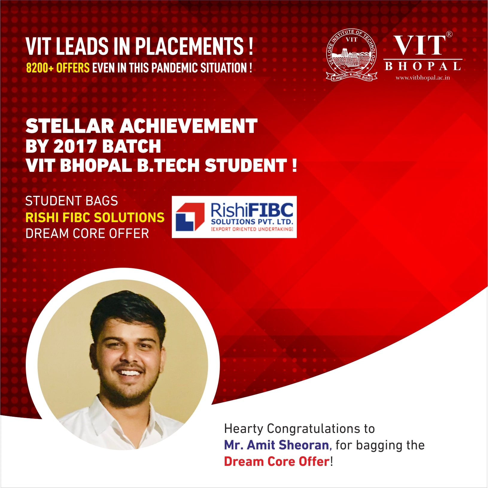VIT Bhopal  - Best University in Central India -  Placement-Amit-Shorean-min