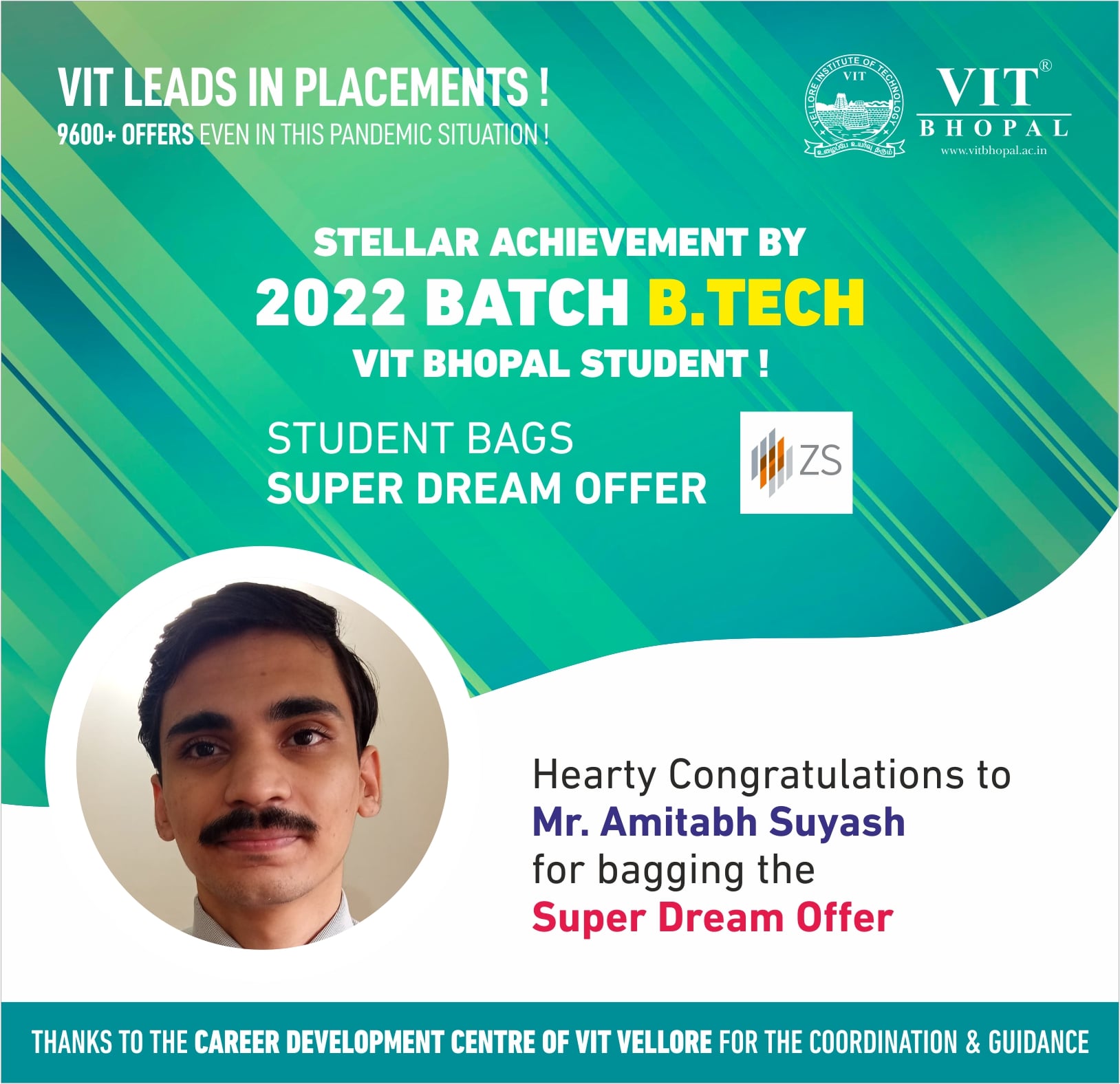 VIT Bhopal  - Best University in Central India -  Placement-Amitabh-min-1