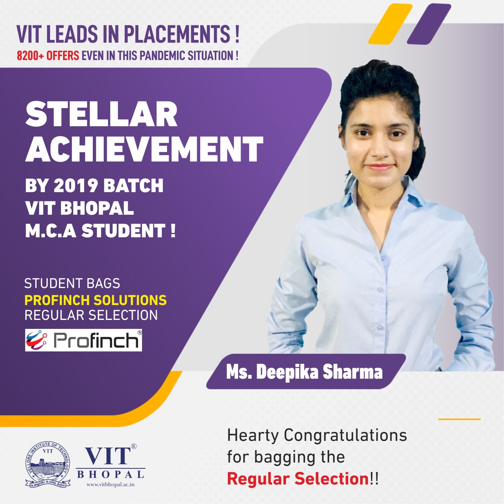 VIT Bhopal  - Best University in Central India -  Placement-Deepika-Sharma-min