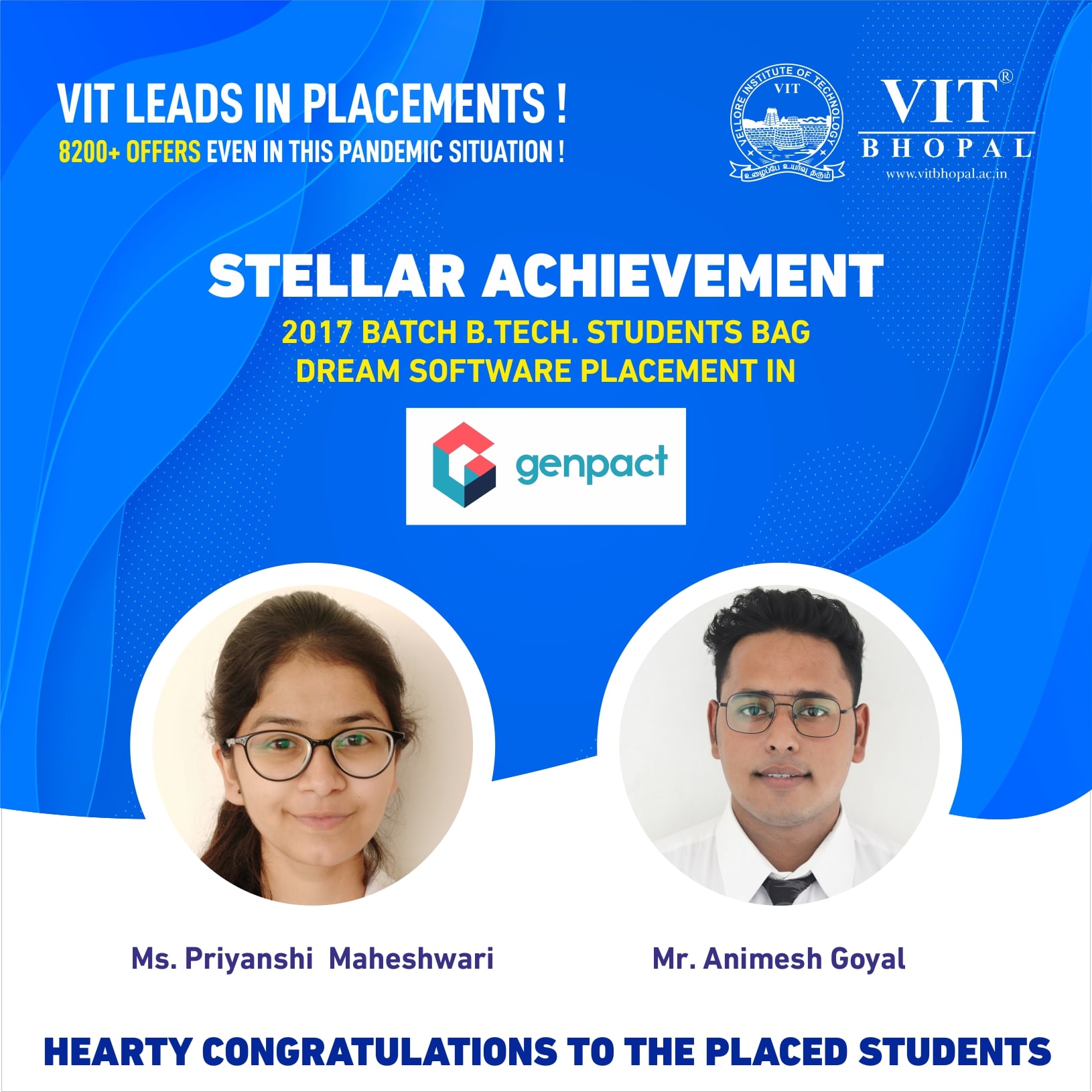 VIT Bhopal  - Best University in Central India -  Placement-Genpact-min