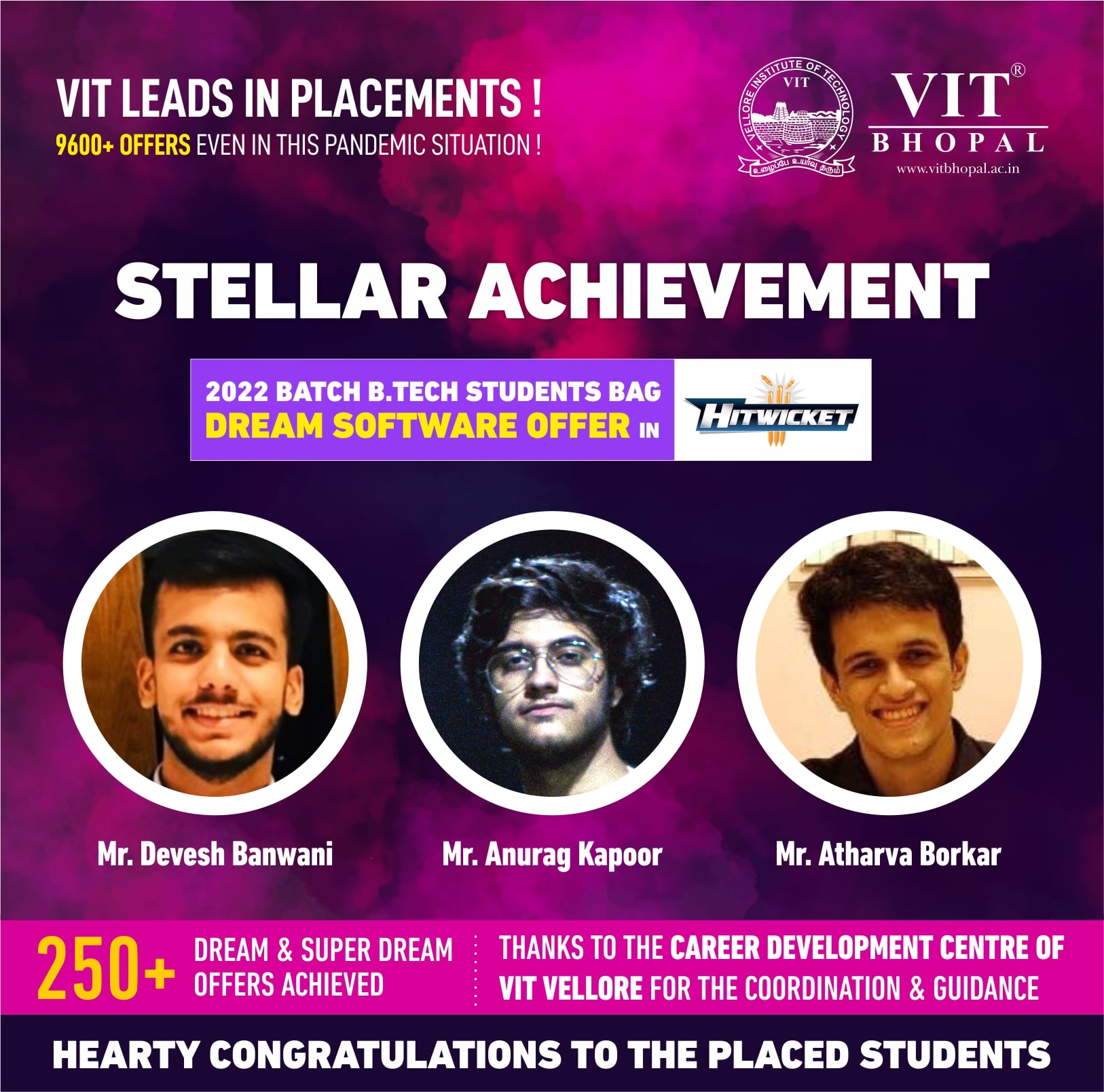 VIT Bhopal  - Best University in Central India -  Placement-Hitwicket1-min