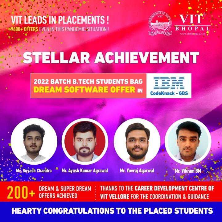 VIT Bhopal  - Best University in Central India -  Placement-IBM-CodeKnack-Insta-min