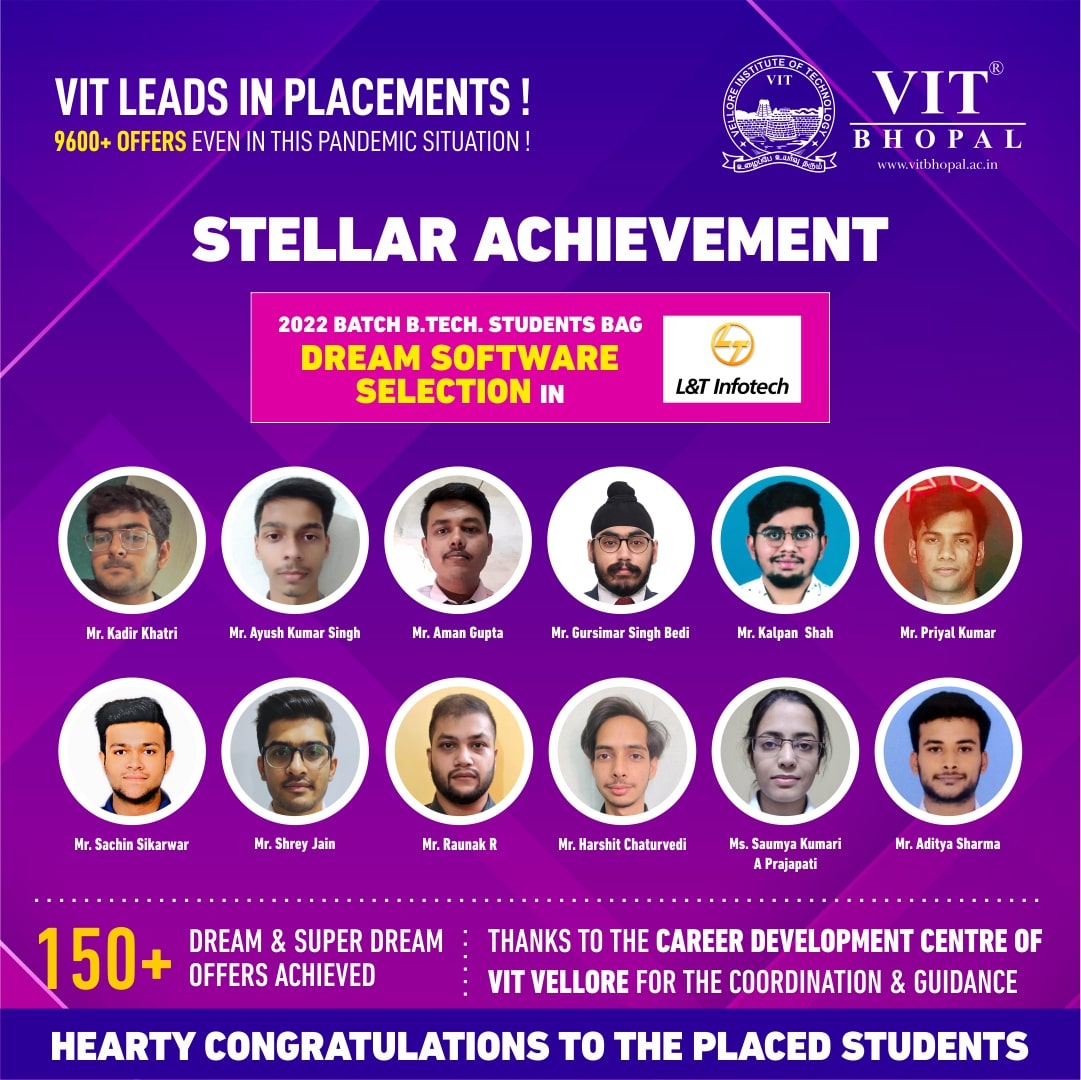 VIT Bhopal  - Best University in Central India -  Placement-LT-Infotech-Instagram-min