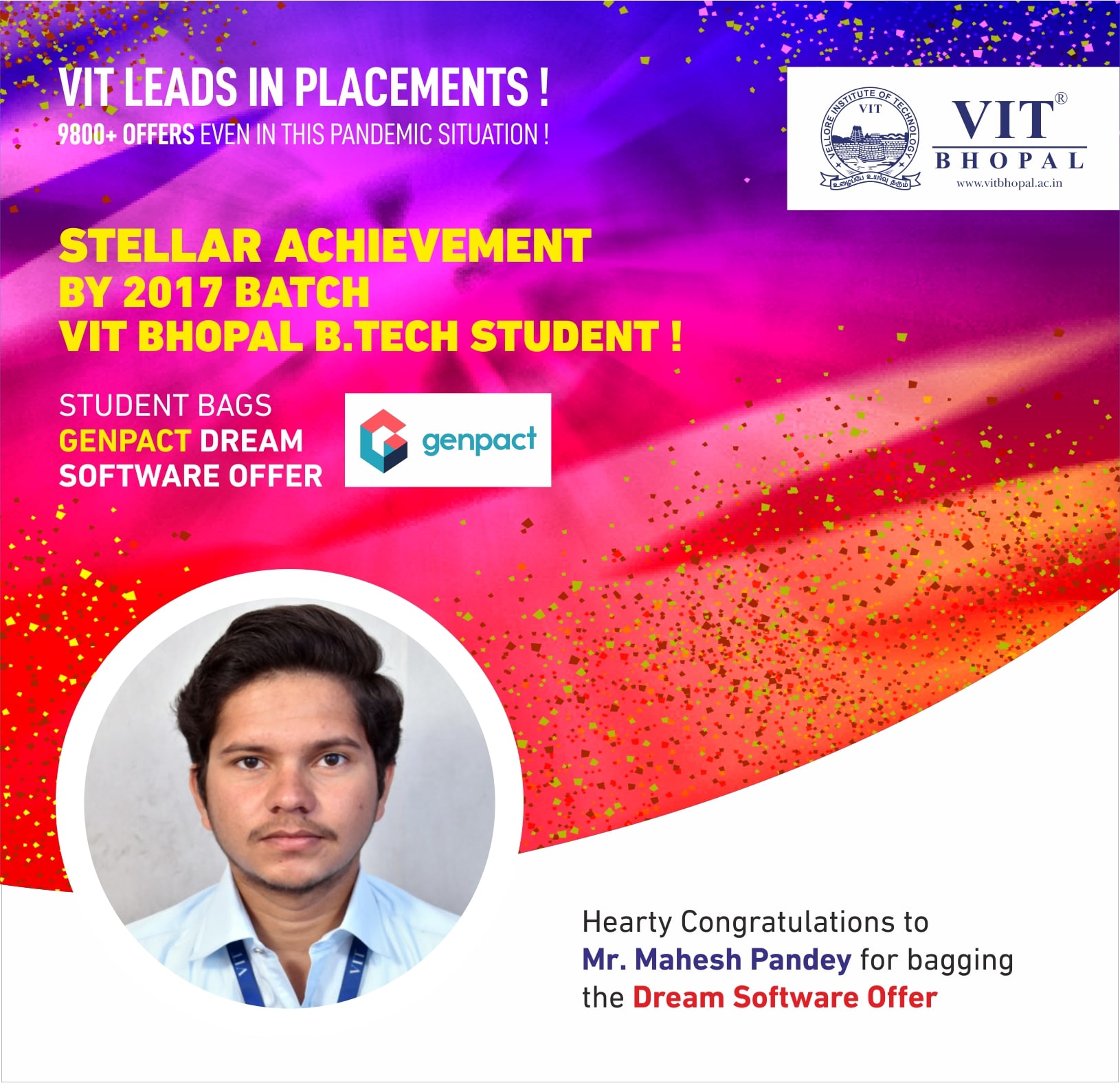 VIT Bhopal  - Best University in Central India -  Placement-Mahesh-min