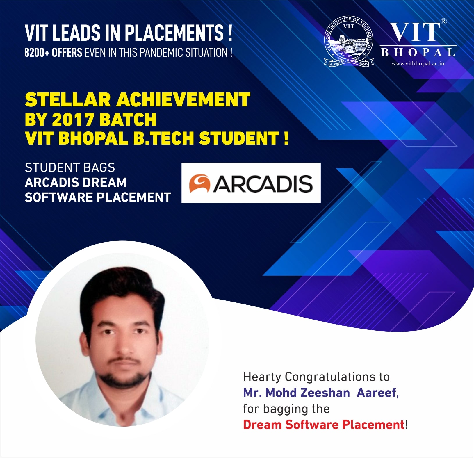 VIT Bhopal  - Best University in Central India -  Placement-Md-Zeeshan-min