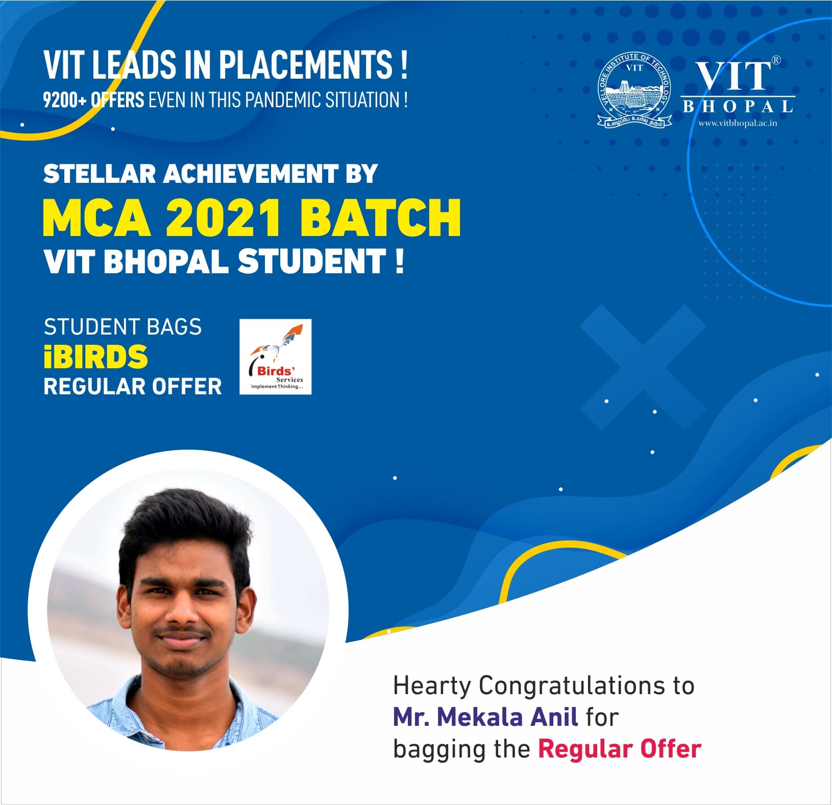 VIT Bhopal  - Best University in Central India -  Placement-Mekala-Anil-min