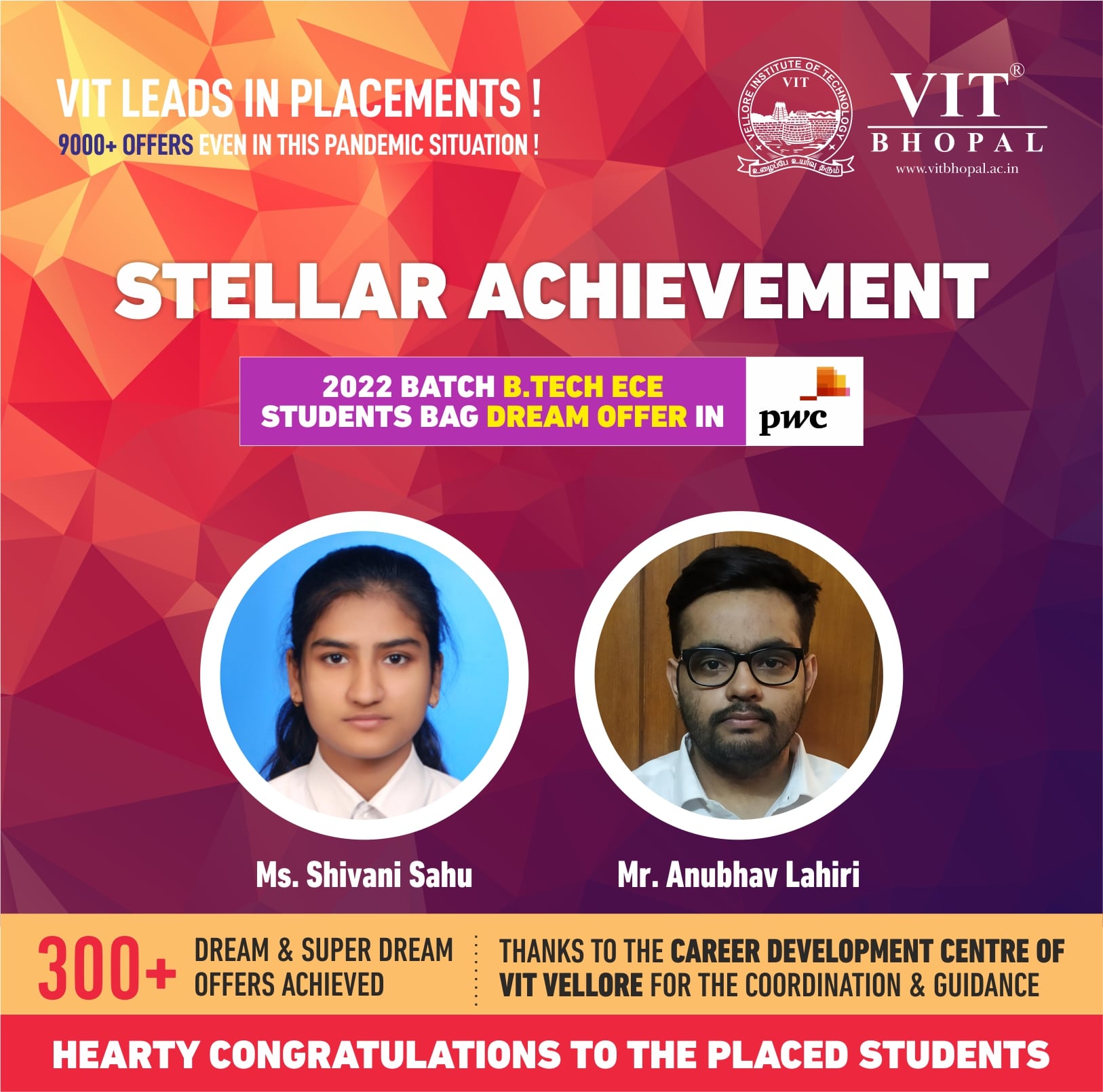 VIT Bhopal  - Best University in Central India -  Placement-PWC1-min