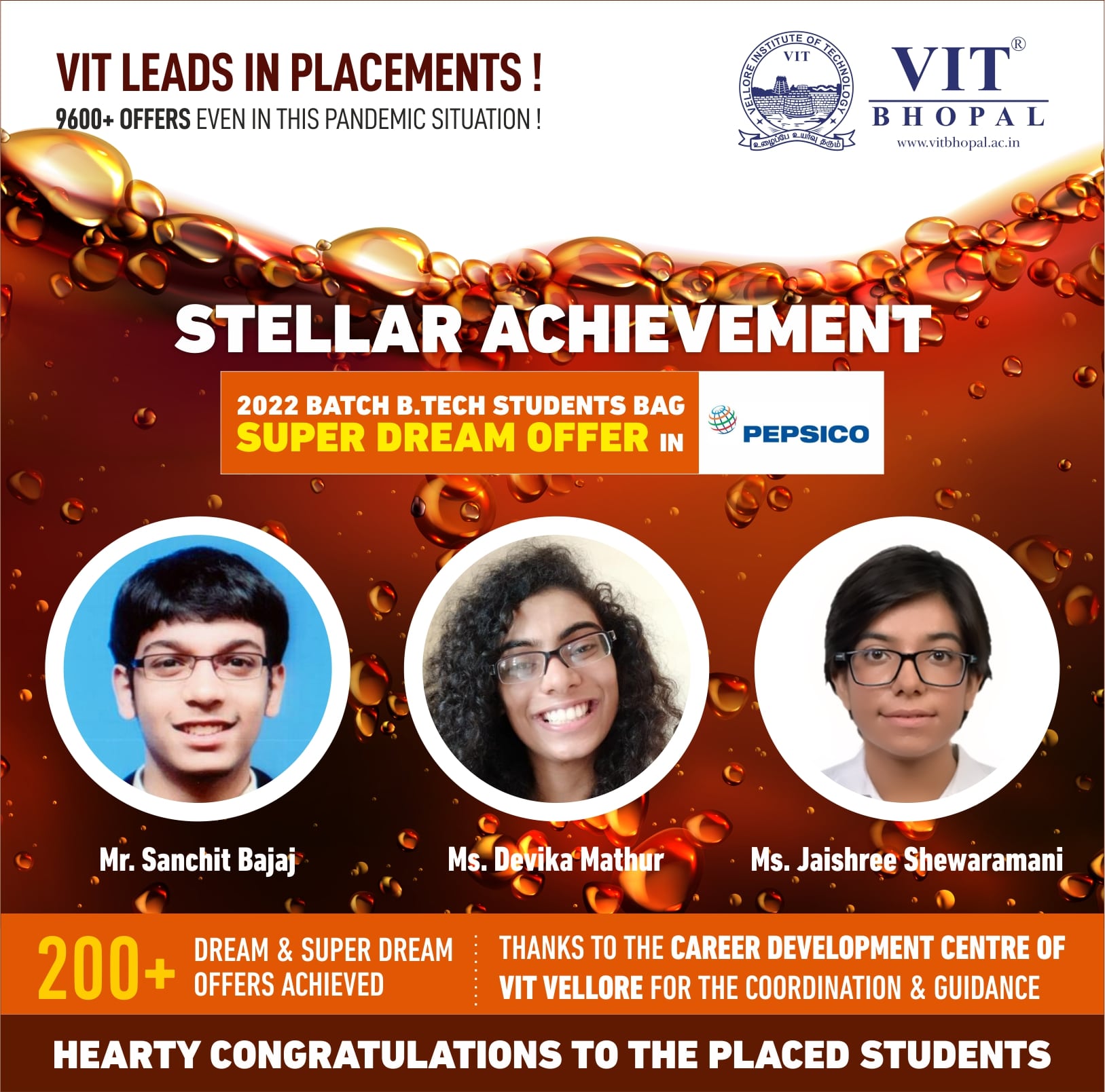 VIT Bhopal  - Best University in Central India -  Placement-Pepsico-min-1