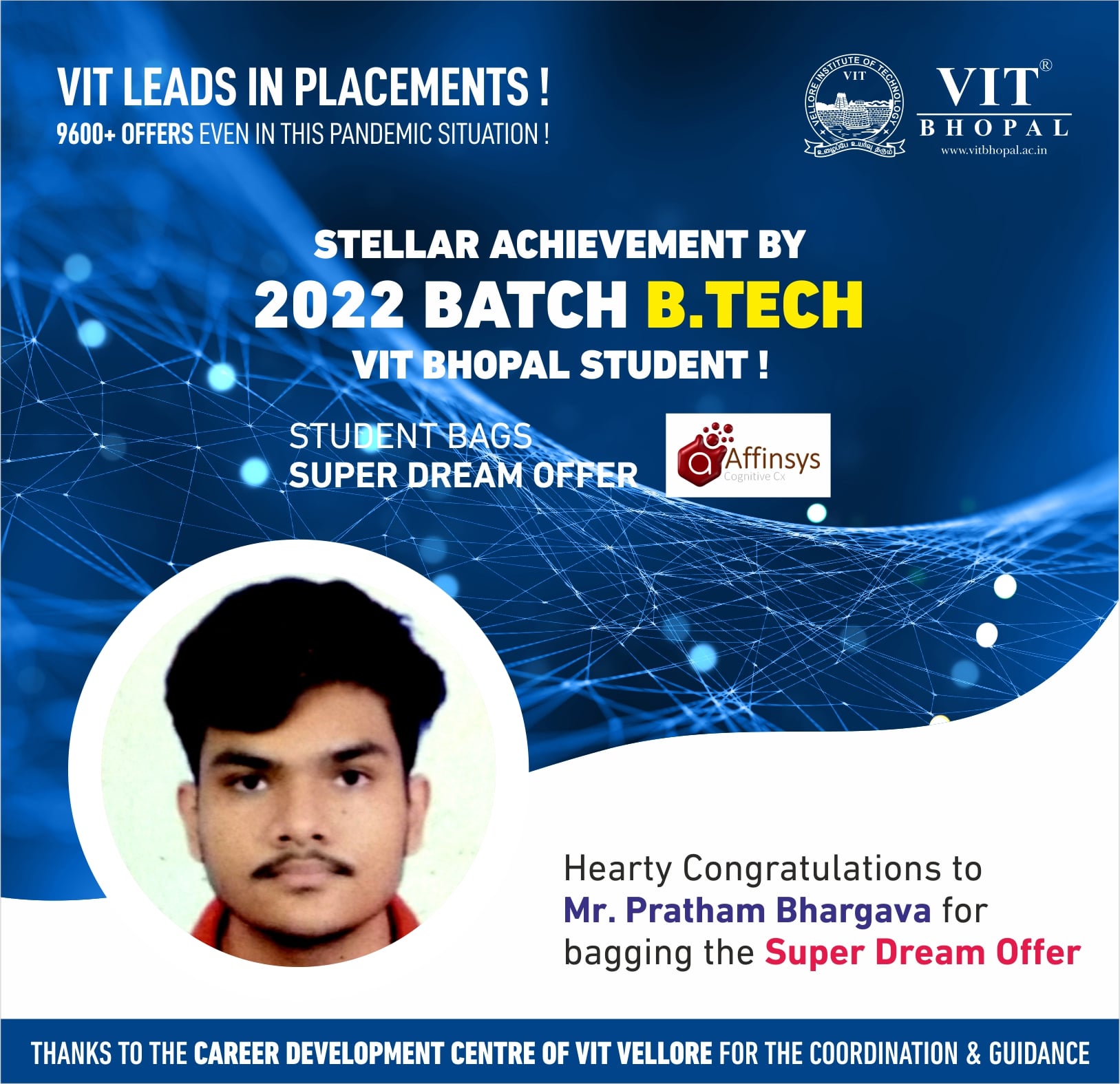 VIT Bhopal  - Best University in Central India -  Placement-Pratham-min-1