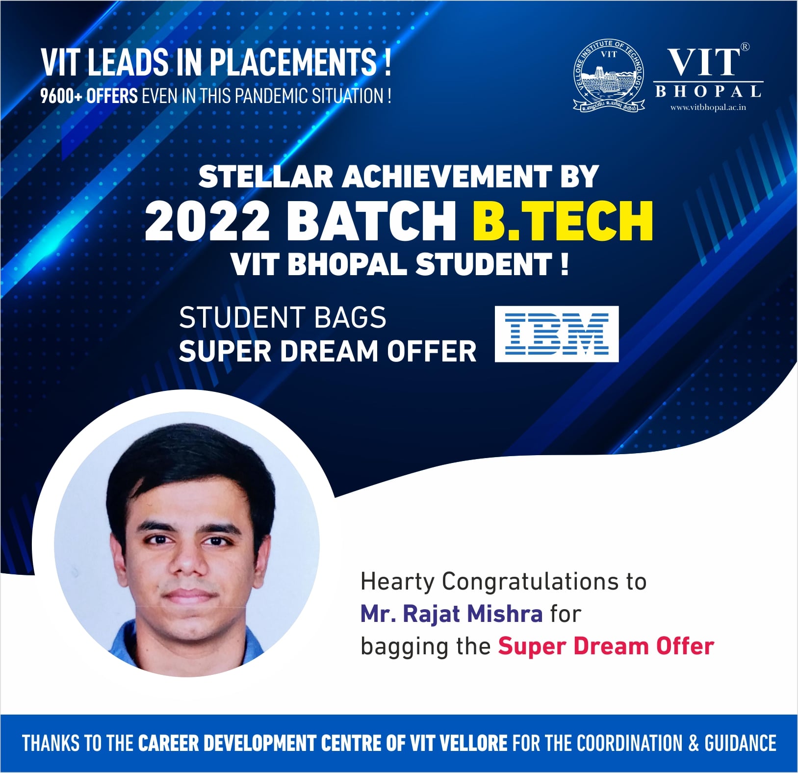 VIT Bhopal  - Best University in Central India -  Placement-Rajat-Mishra-min-1