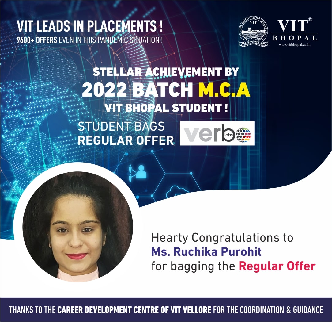 VIT Bhopal  - Best University in Central India -  Placement-Ruchika-min
