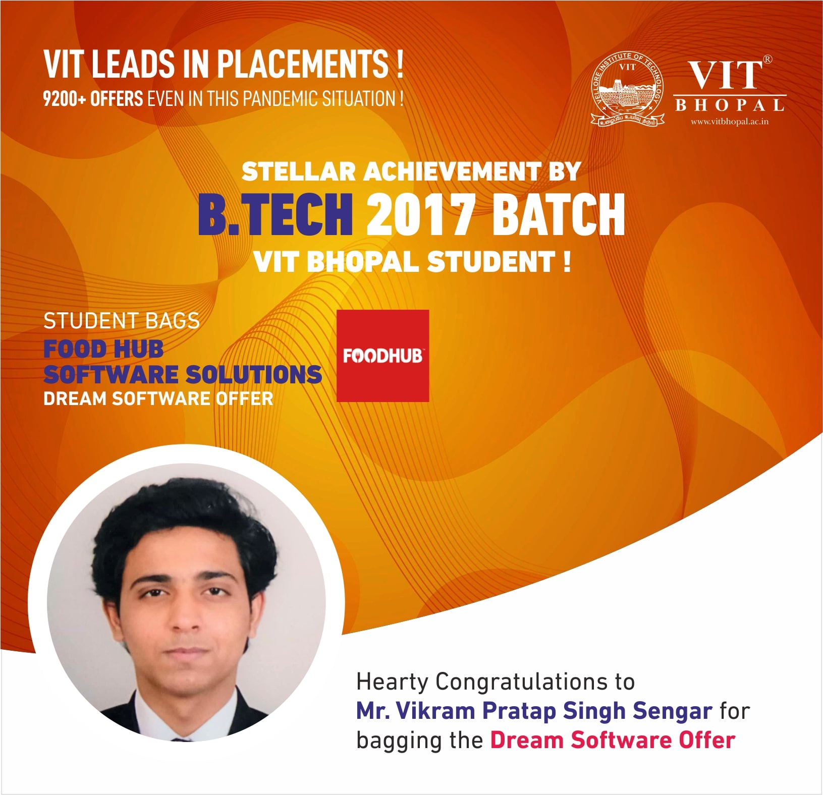 VIT Bhopal  - Best University in Central India -  Placement-Vikram-min