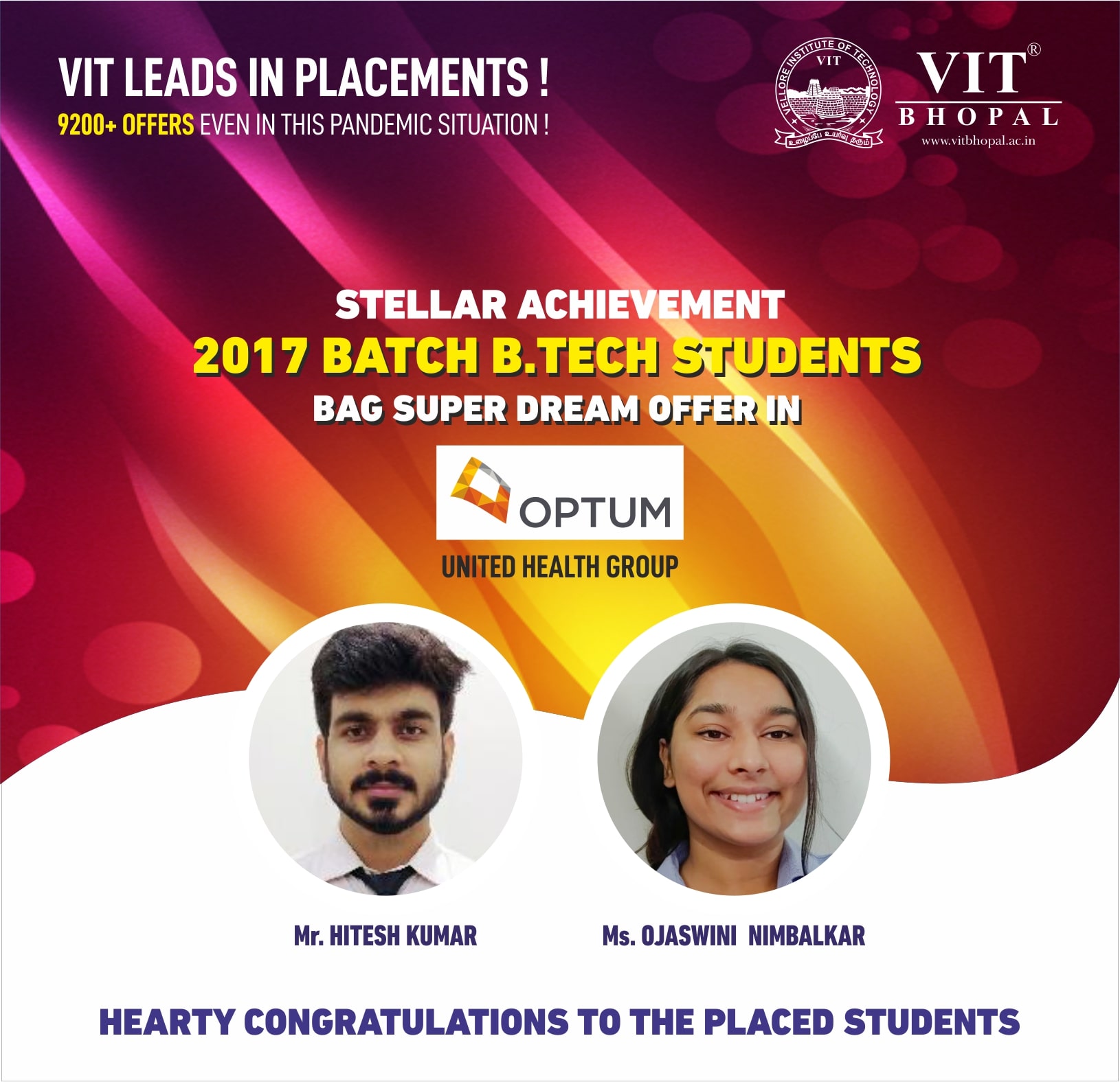 VIT Bhopal  - Best University in Central India -  Placement-optum-min