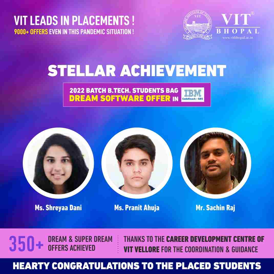 VIT Bhopal  - Best University in Central India -  DO-2022-Placement-IBM-CodeKnack3