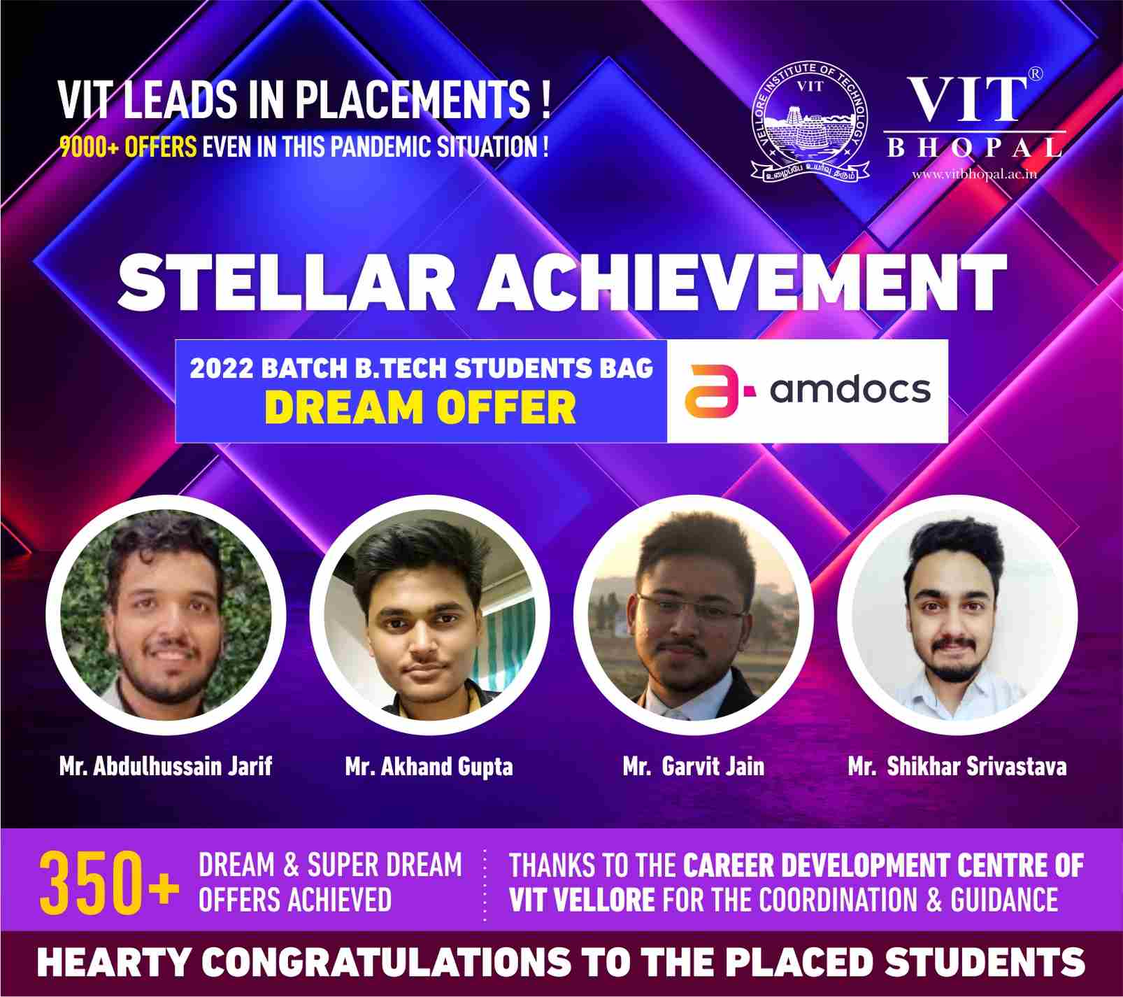 VIT Bhopal  - Best University in Central India -  DO-Placement-Amdocs1_11zon