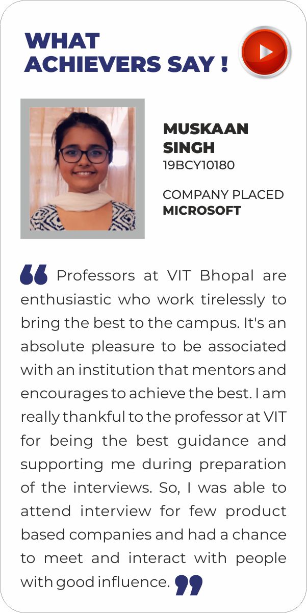 VIT Bhopal  - Best University in Central India -  Testimonial11