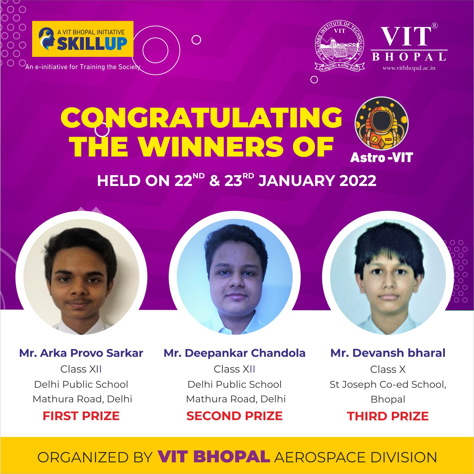 VIT Bhopal  - Best University in Central India -  Astro-VIT-Winners