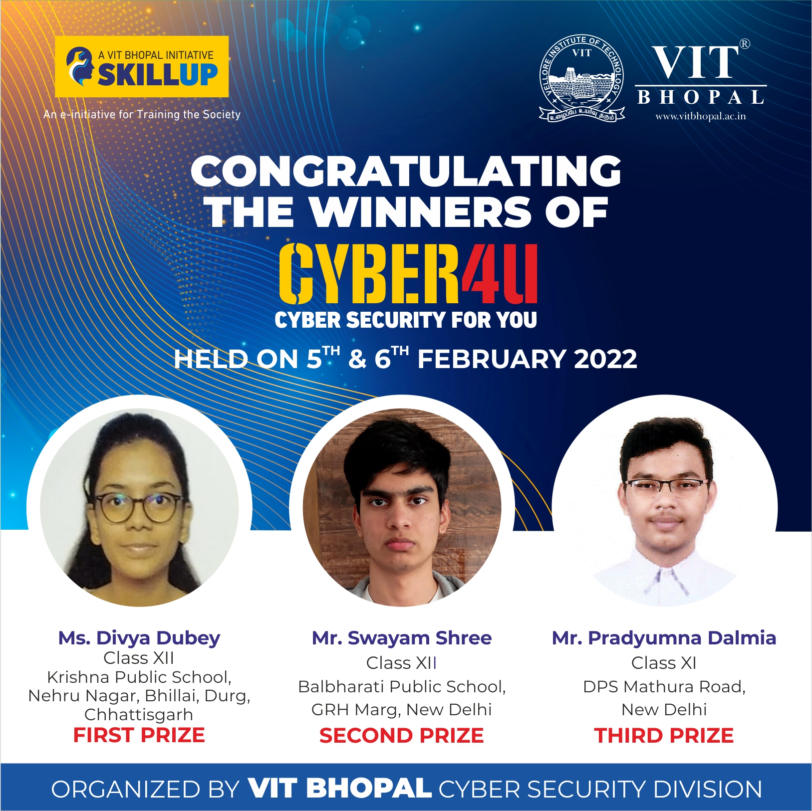 VIT Bhopal  - Best University in Central India -  Cyber4U-Winners