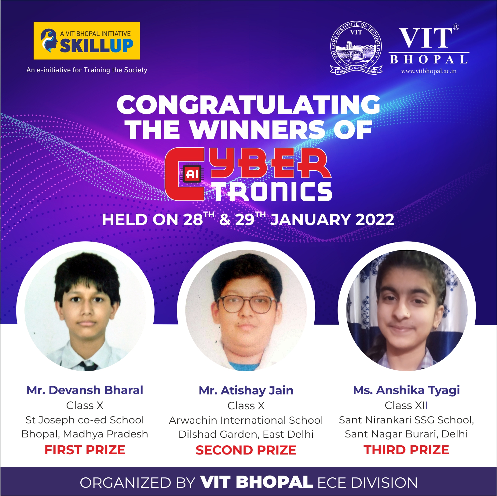 VIT Bhopal  - Best University in Central India -  Cybertronics-Winners