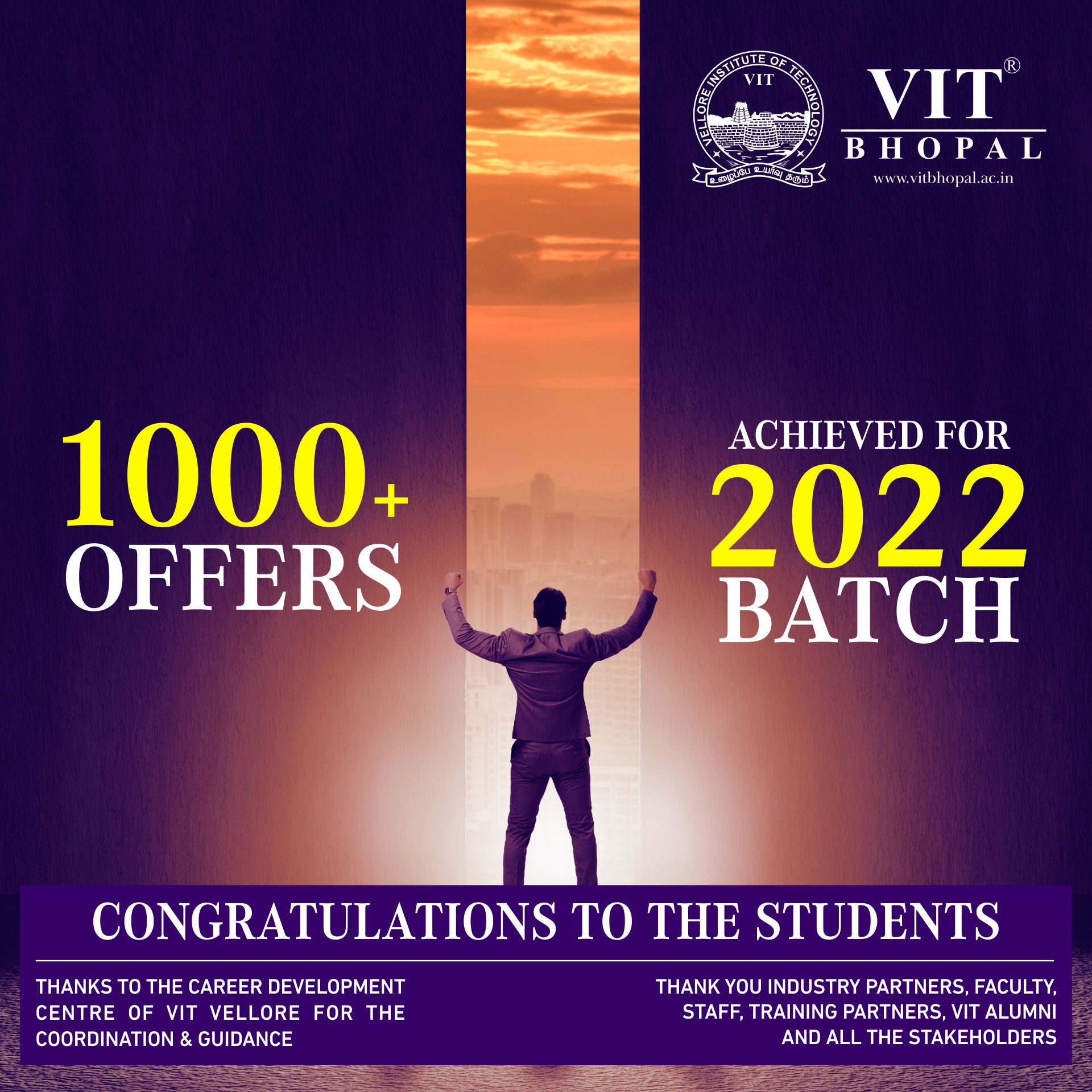 VIT Bhopal  - Best University in Central India -  Placement-Double-Century-1