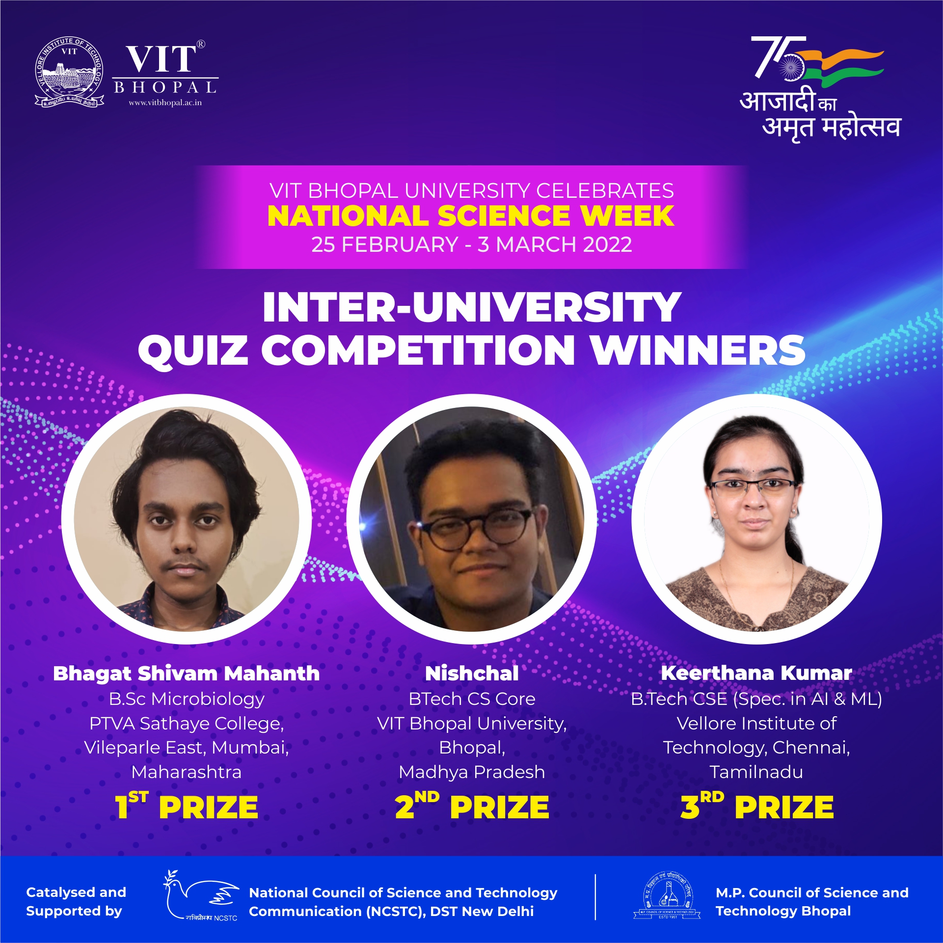 VIT Bhopal  - Best University in Central India -  Quiz-Competition-Winner