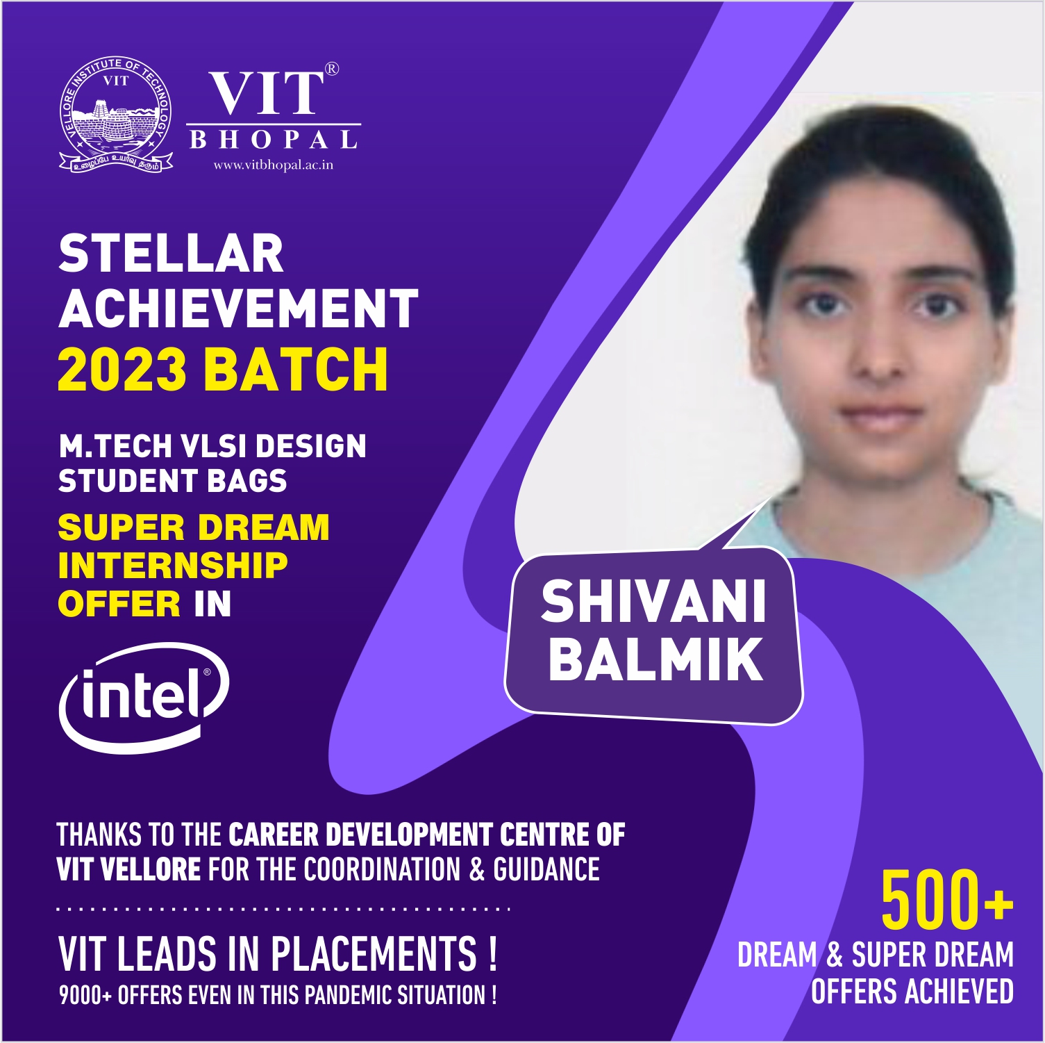 VIT Bhopal  - Best University in Central India -  Internship-Shivani-Balmik-1