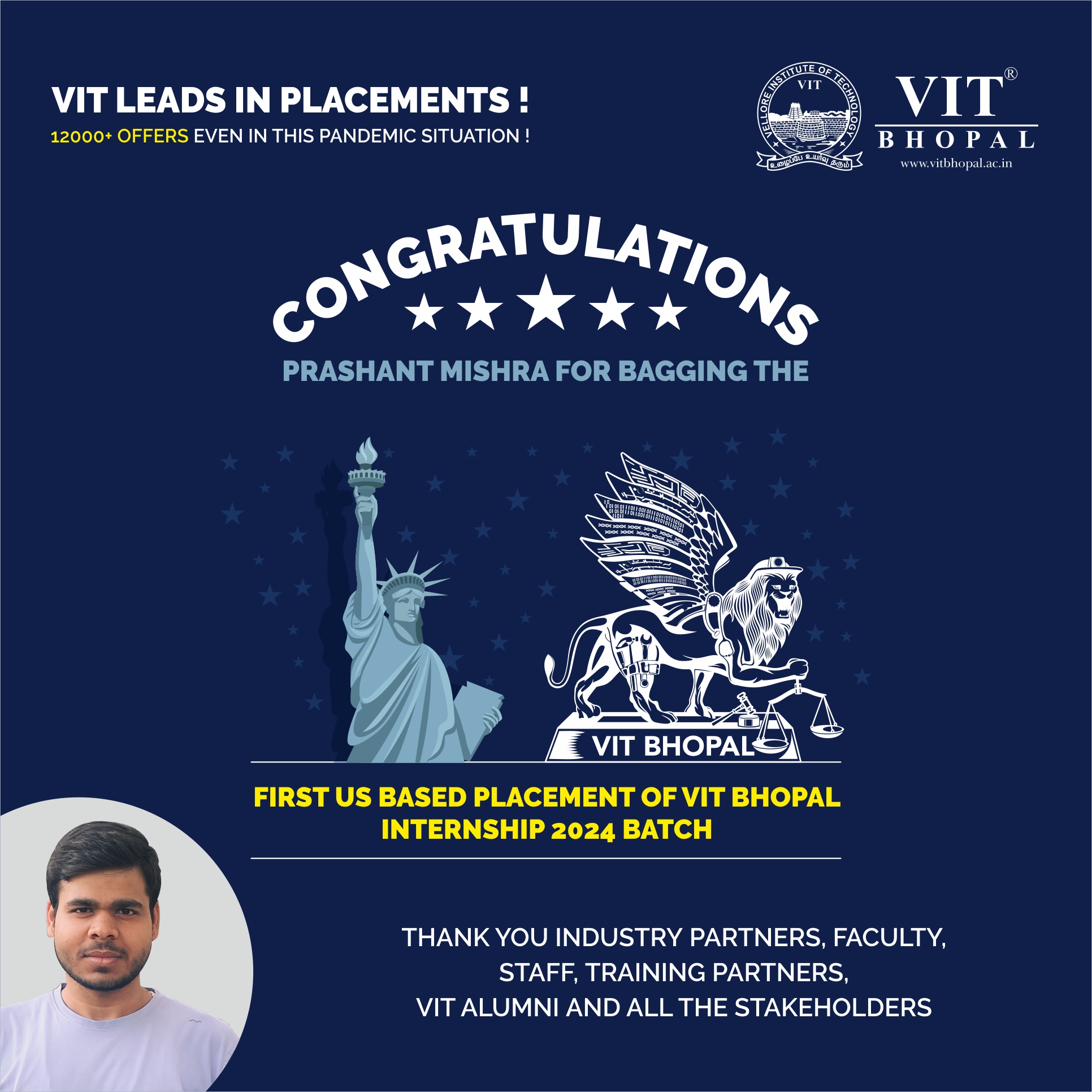 VIT Bhopal  - Best University in Central India -  US-Internship-post