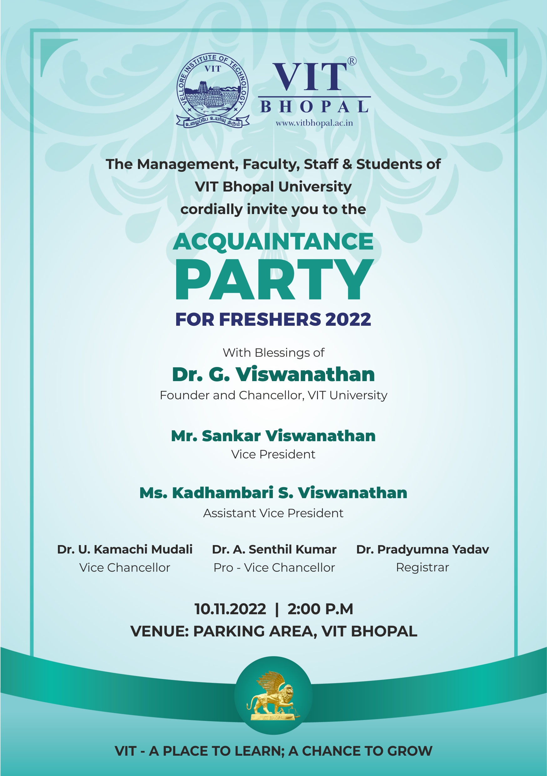 VIT Bhopal  - Best University in Central India -  Acquaintance-Party-Invitation3