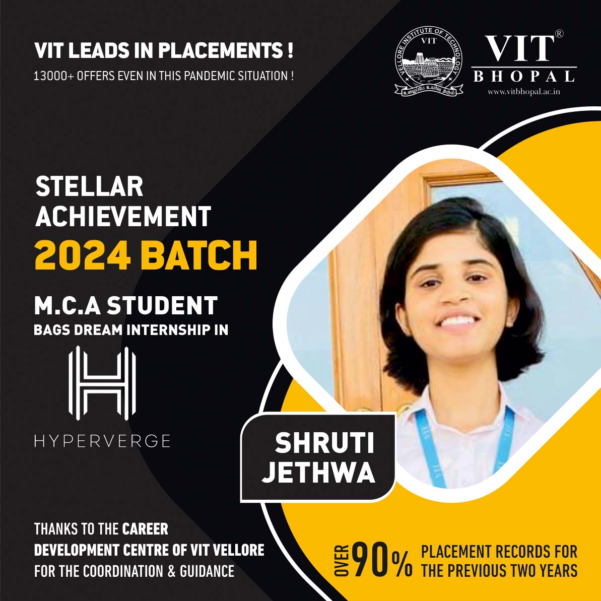 VIT Bhopal  - Best University in Central India -  Shruti-Jethwa-Intern-Post