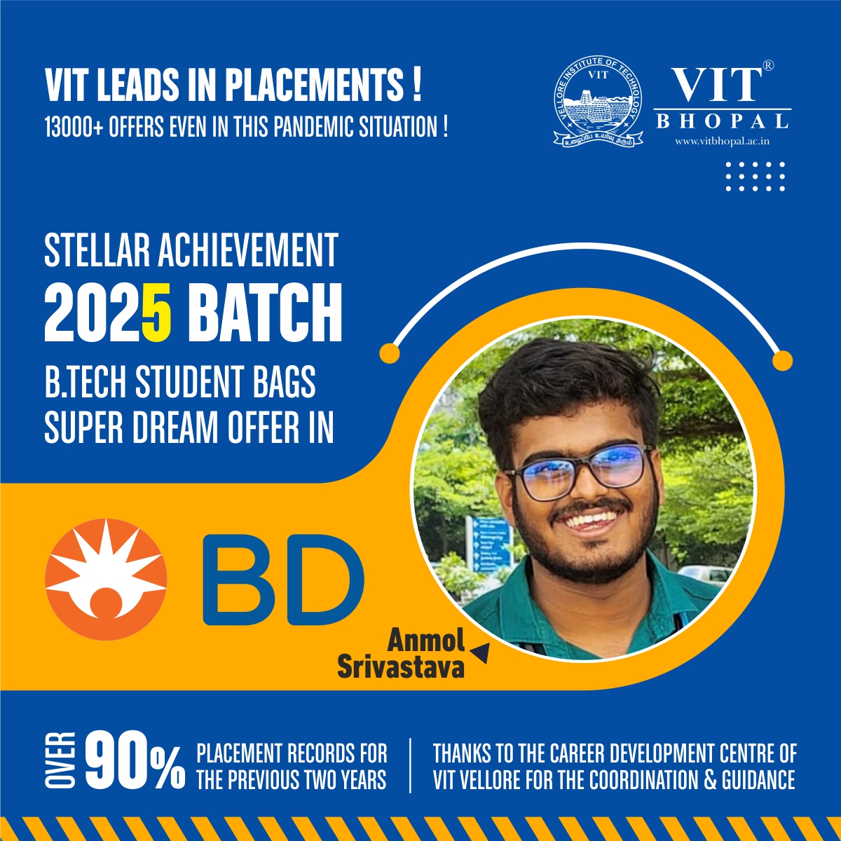 VIT Bhopal  - Best University in Central India -  2025_Anmol-Srivastava-Placement-post