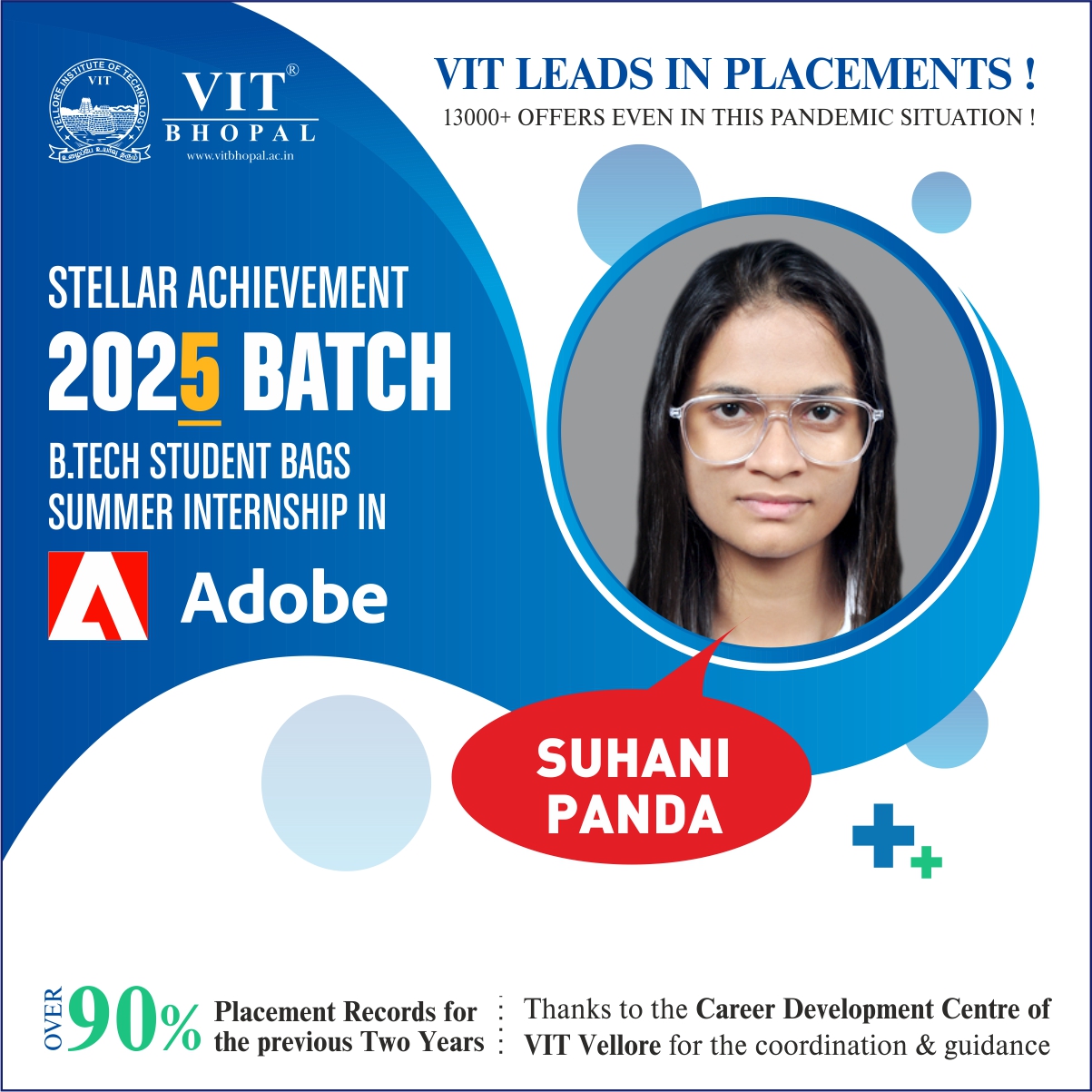 VIT Bhopal  - Best University in Central India -  2025_Suhani-Panda-Intern-Post