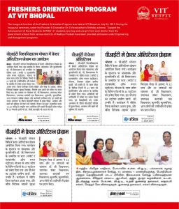 FRESHERS ORIENTATION PROGRAM AT VIT BHOPAL VIT Bhopal  - Best University in Central India -  july-1-256x300