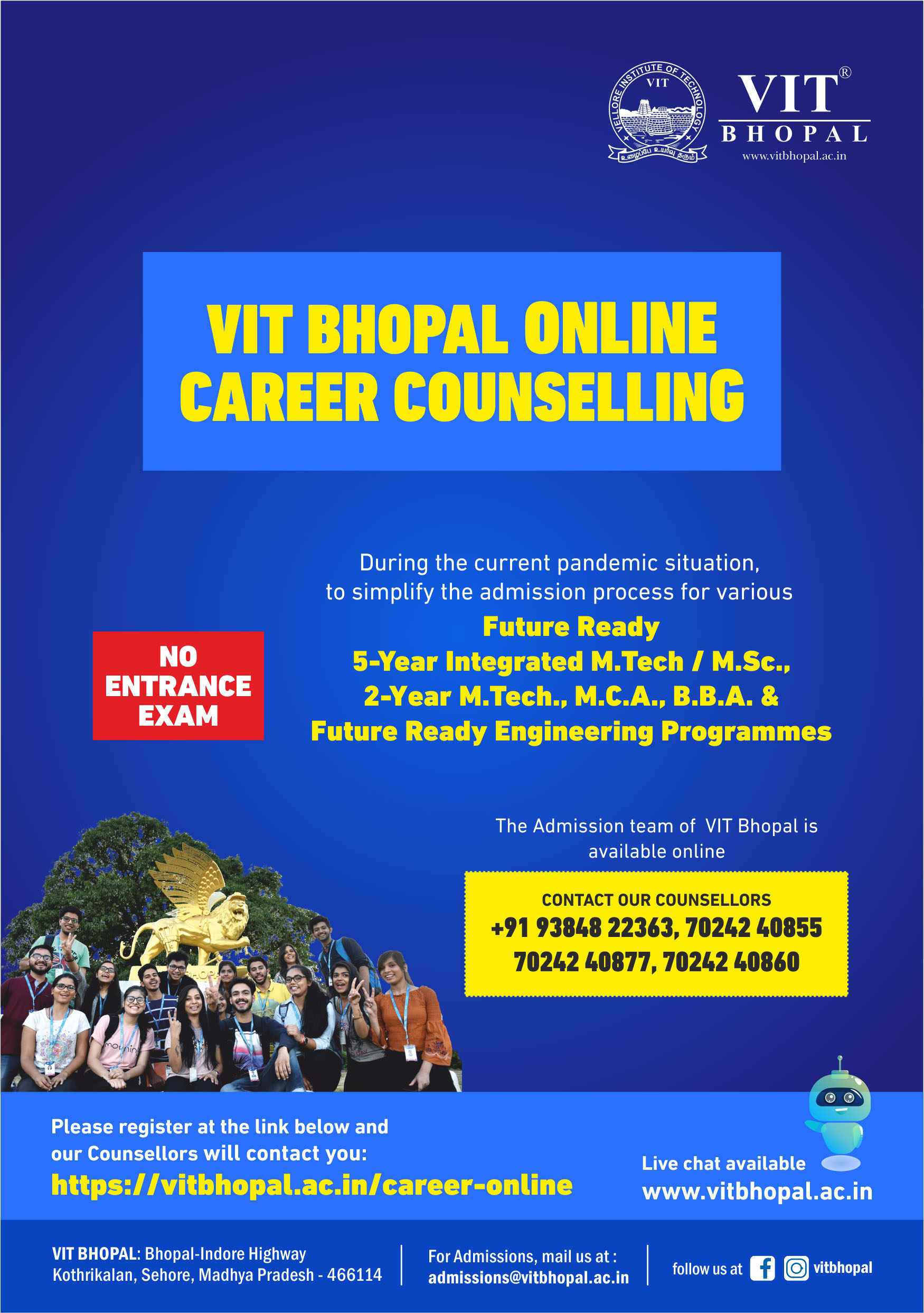 VIT Bhopal  - Best University in Central India -  Admission-Mailer-Online