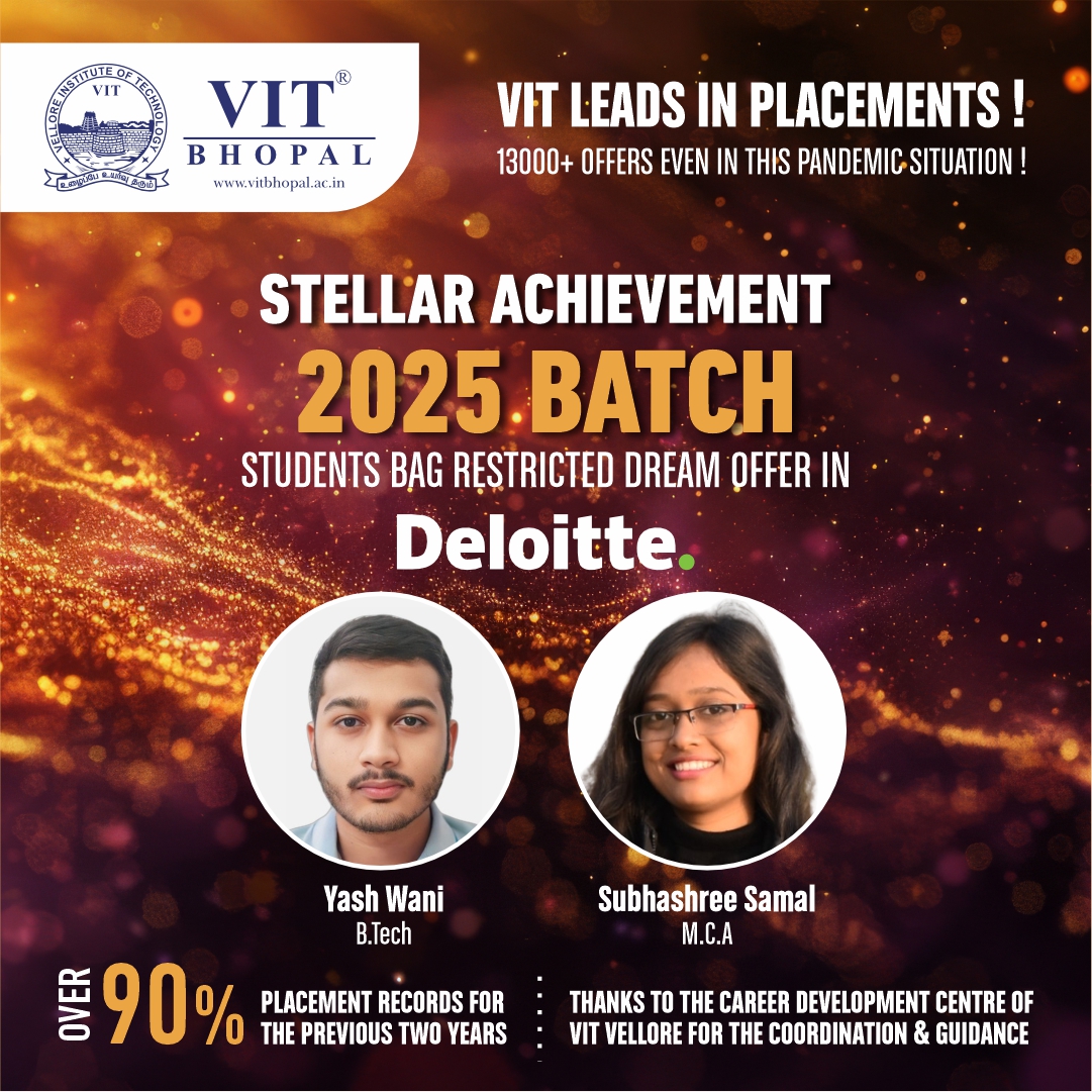 VIT Bhopal  - Best University in Central India -  Dream-Deloitte-Placement-post