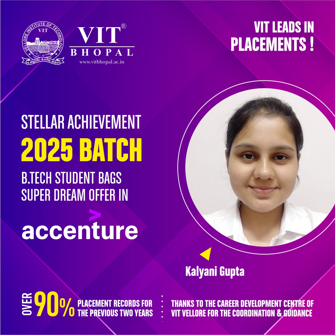 VIT Bhopal  - Best University in Central India -  Super-Dream-Kalyani-Gupta-Placement-post-1